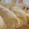 Korean Princess Style Floral Ruffles Bedding Set Washed Cotton Skin-friendly Soft Duvet Covers Set Bed Sheet Pillowcases 3/4Pcs
