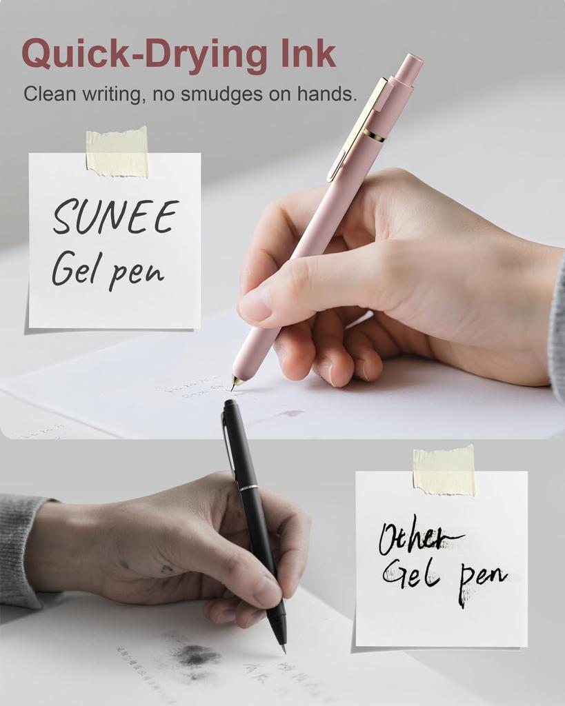 SUNEE Gel Black Smooth Cute and Beautiful Perfect for and Morandi Colors Pens, 6-Pack, 0.5mm, Quick-Drying Ink, Writing, Design, School, Office,