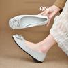 Gentle Fairy Wind Single Shoes 2025 New French Evening Wind Temperament Square Buckle Rhinestone Shallow Mouth Flat Bottom Commuting Shoes