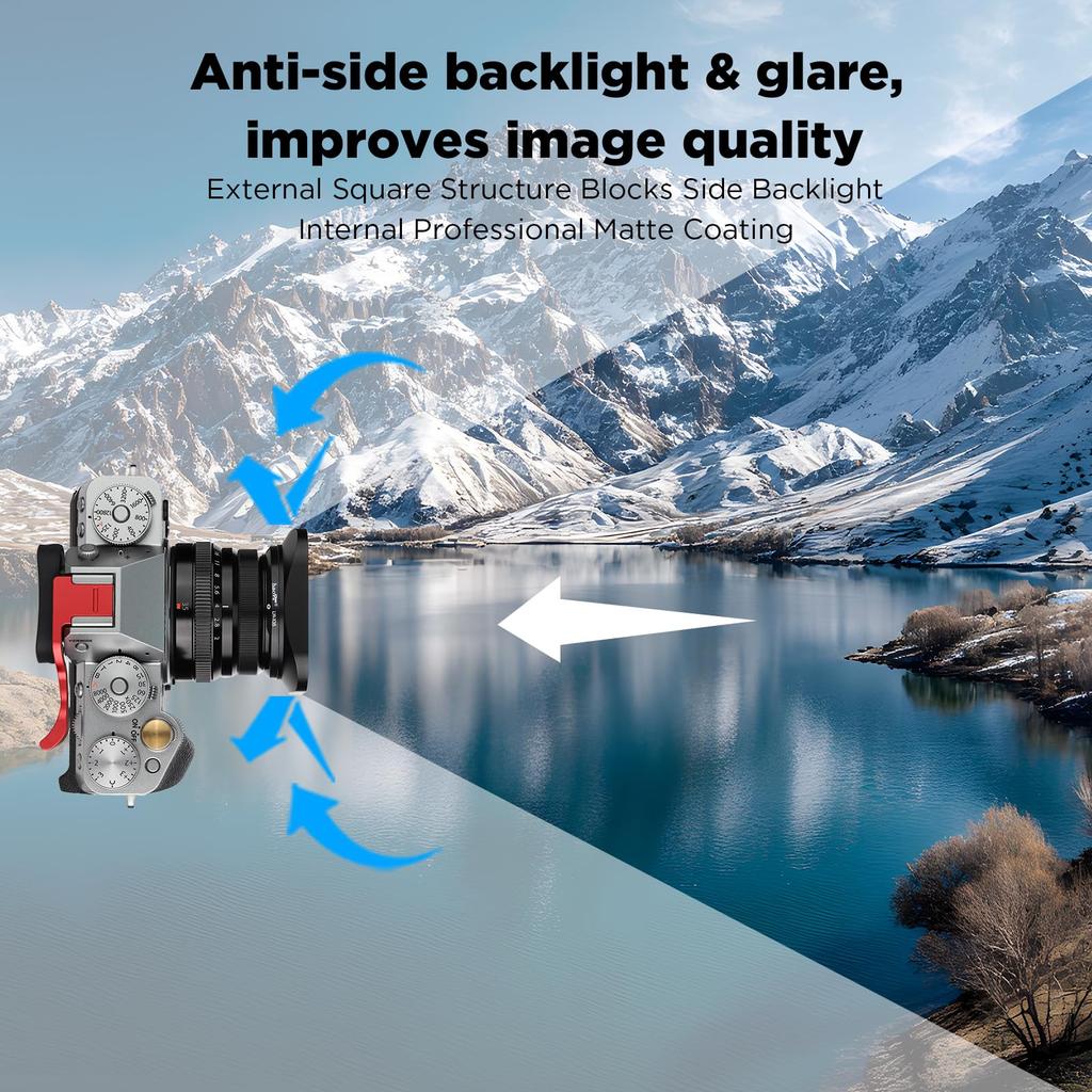 Haoge LH-X35 Bayonet Metal Square Lens Hood Shade for Fujifilm Fujinon XF 35mm F2 R WR (XF35mmF2), XF 23mm f2 R WR (XF23mmF2), and XC 35mm F2 (XC35mmF
