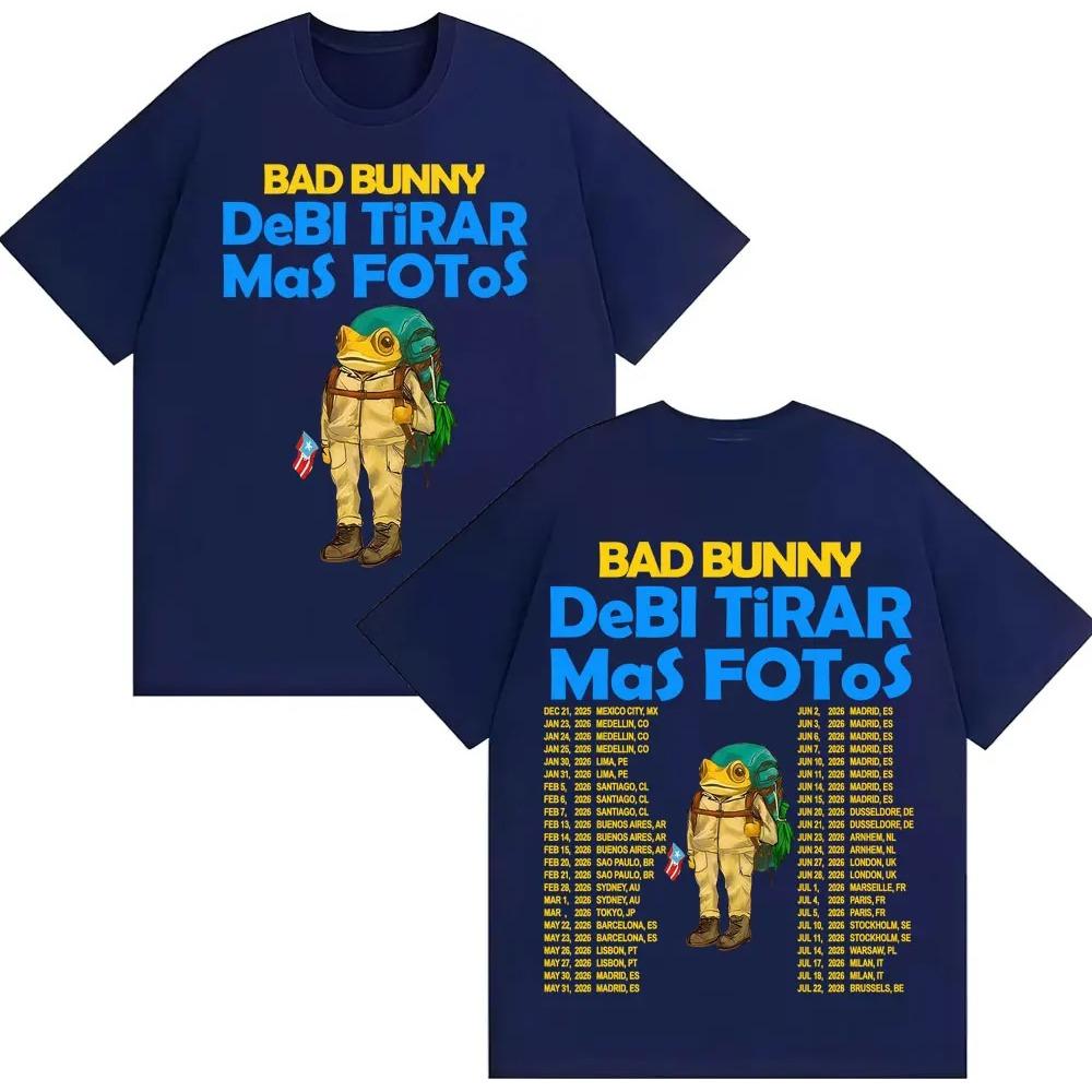 Rapper Bad Bunny Debi Tirar Mas Fotos DTMF Album T-Shirts Herren Damen Vintage Cartoon Mode Kurzarm T-Shirt