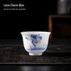 Hand-Painted Ceramic Ice-Style Teacup, Mutton Fat Jade Finish, Landscape Design, Kung Fu Tea Set.