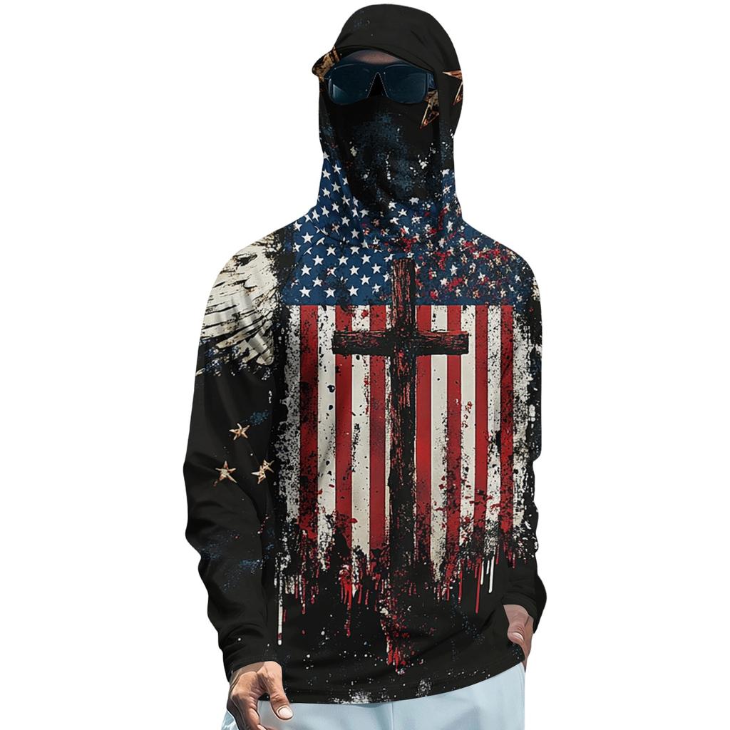 Herren Langarm Schnelltrocknendes Kapuzenshirt UV-Schutz Angeln Fitness Sportbekleidung Leicht Atmungsaktiv Outdoor Aktivkleidung