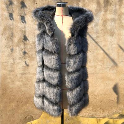 Pele outono/inverno edição coreana com capuz colete de pele sintética feminino comprimento médio moda regata de pele
