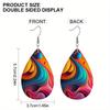 2 Pairs Boho Abstract Multicolored PU Leather Earrings Y2K Style Fashion Earrings Holiday Gifts for Friends Party Fashion Accessories Elegant Earrings