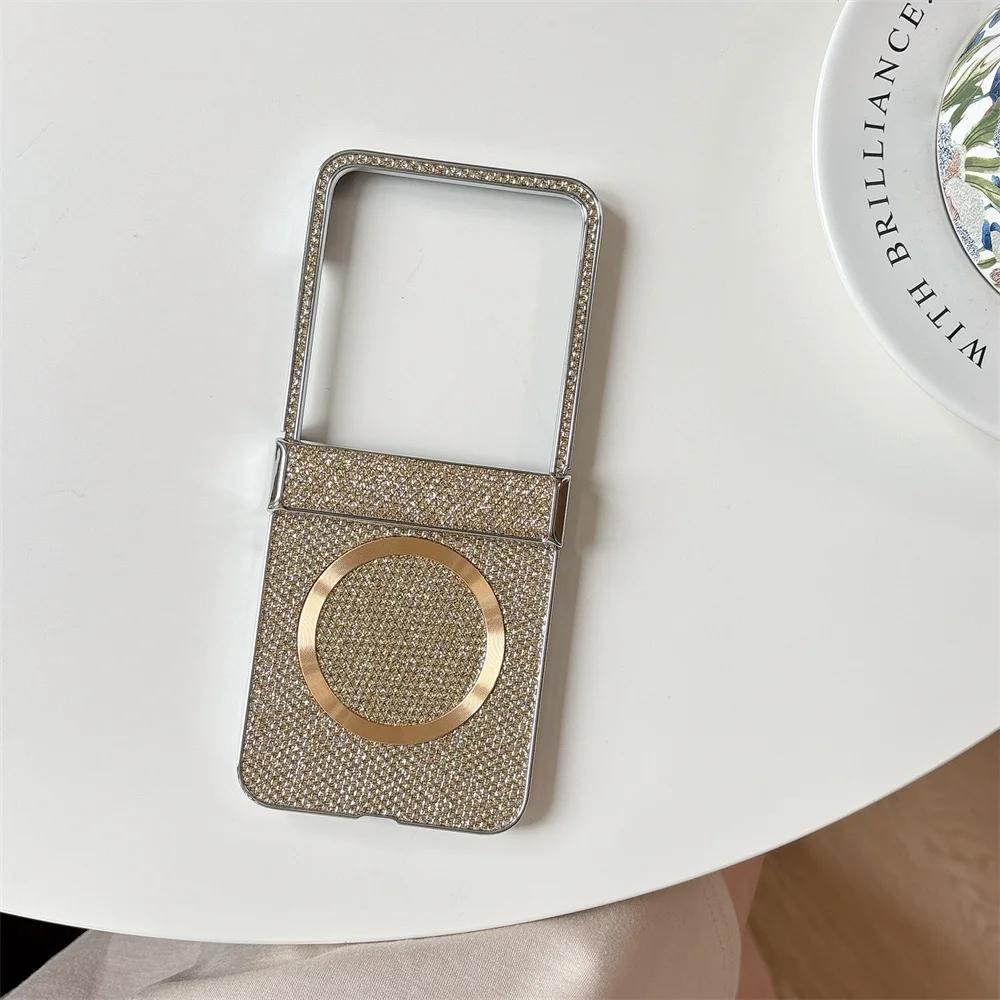 Pro bezdrátové nabíjení Magnetické pokovení Kožené pouzdro na telefon pro Motorola Razr 50 40 Ultra Moto Razr 50 Kryt s ochranou pantu