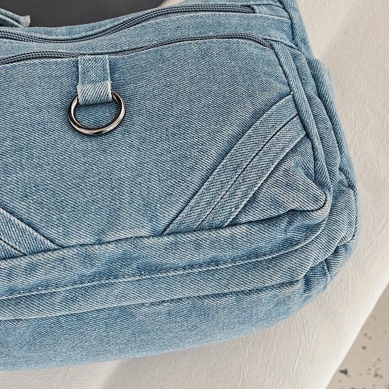 Vintage Denim Crossbody Bag Women's Multi-Pocket Single Shoulder Small Square Bag