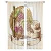 Farbige Wein Käse Und Brot Vintage Dekorative Tüll Transparente Vorhänge für Wohnzimmer Küchendekoration Voile Organza Vorhänge