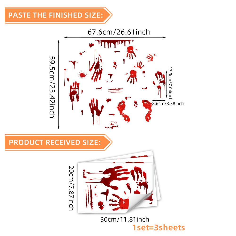 Halloween Luminous Blood Handprints Footprints Wall Sticker Background Holiday For Home Decor Accessory