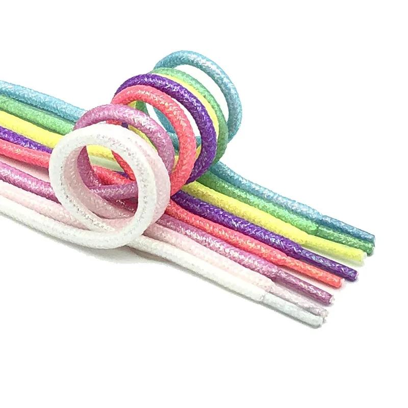 Round Shiny Metallic Glitter Shoelaces Gold Silver Silk Shoe Laces Canvas Casual Colorful Gradient Sneakers Shoelace