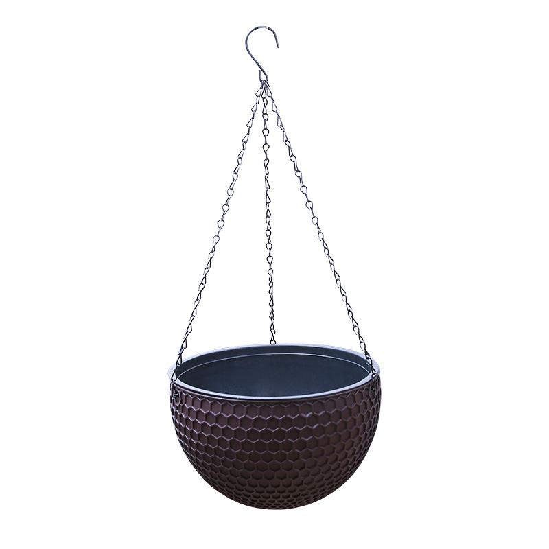 1 ks Visaci plastový kvetináč pletený z viniča, Visaci kvetináč, Vnútorný závesný košík, Visaci živicový kvetináč