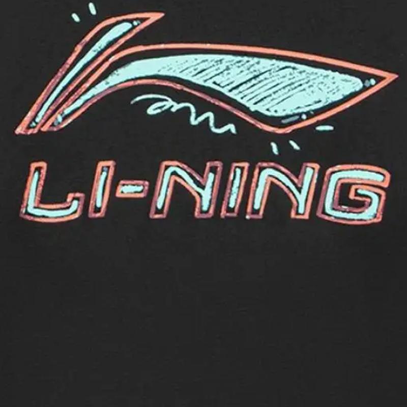 Li Ning Graffiti Logo Print Fashion Retro Trendy Versatile Crew Neck Pullover Short Sleeve T-Shirt Casual Sports Set Unisex Tops AHSUB03-1+YKSV147-2