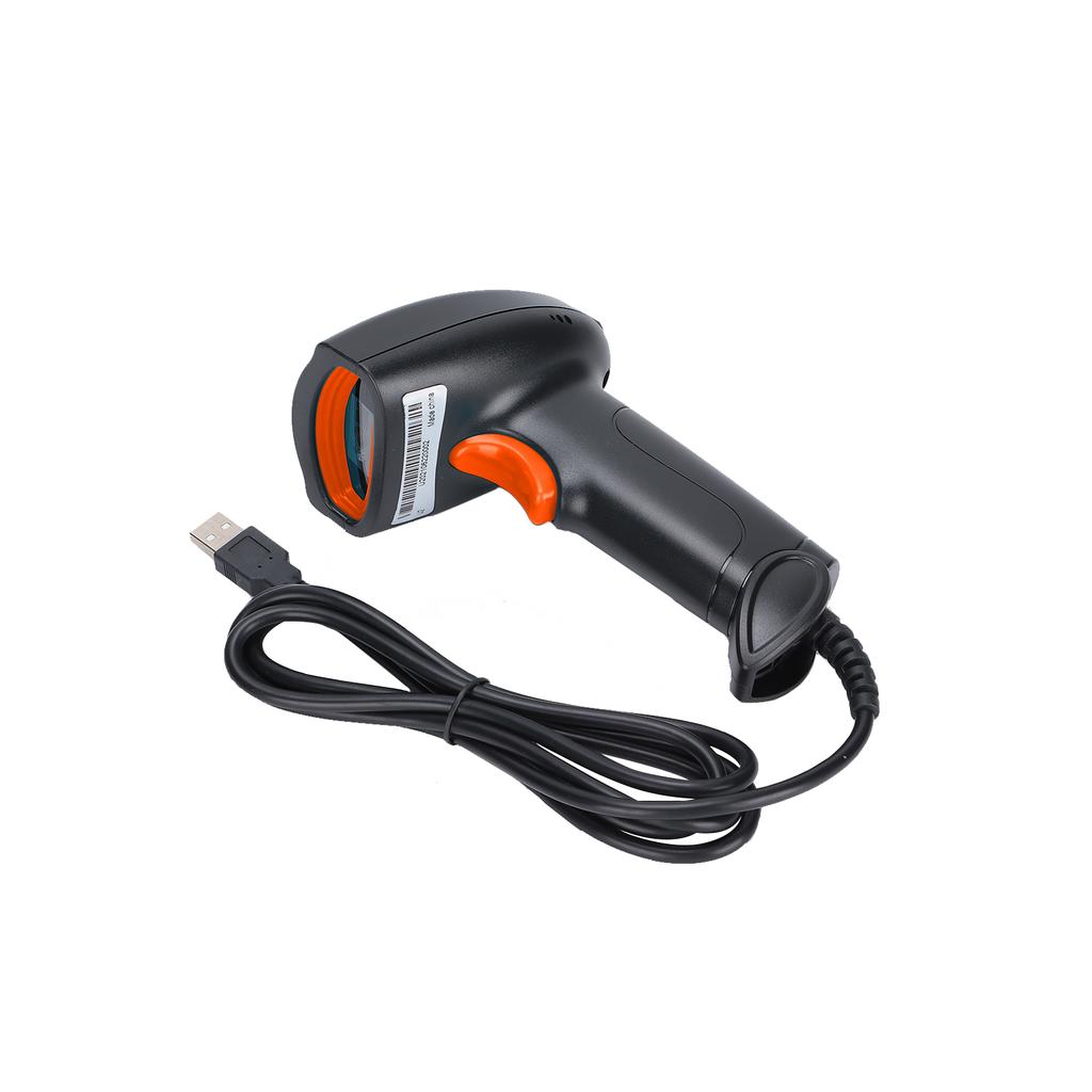 Barcode Scanner Handheld 360 Degrees  Reading Dustproof Waterproof QR Code USB Reader Noir + Orange