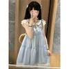 Petite Bear Embroidered A-Line Sleeveless Summer Dress with Doll Collar, Forest Style