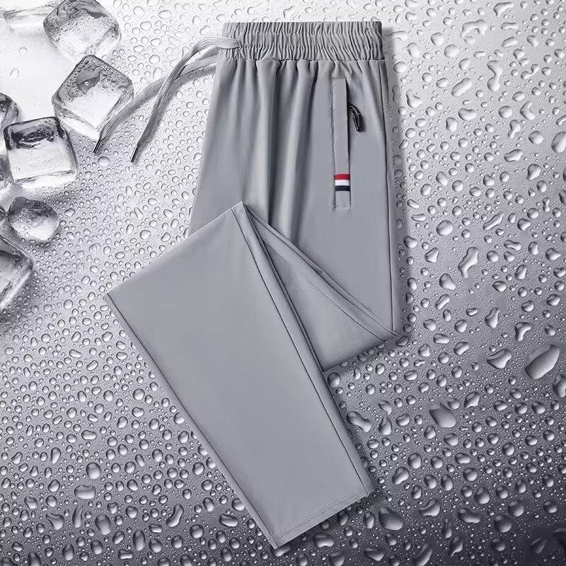 

Shirts and less clothing sweatpants men s summer large size pocket zipper leggings ice silk trousers 5XL
