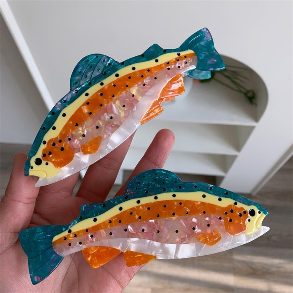 Colorful Acetate Fish Hair Claw Clip for Women with Strong Grip and Life Like Designs for Daily Wear Theme Occasion