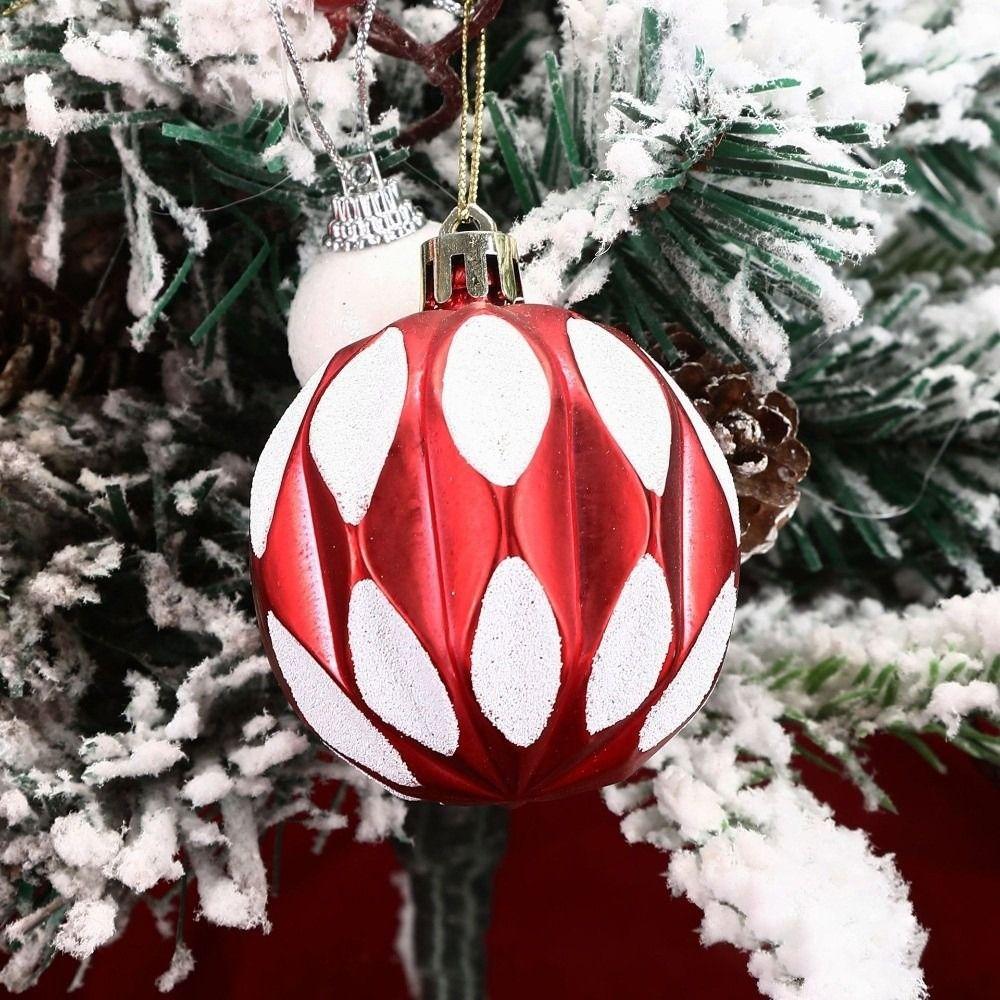 6Pcs 6cm Plastic Christmas Ball Painted Xmas Tree Decor Ball Set Festive atmosphere Christmas Ball Pendant