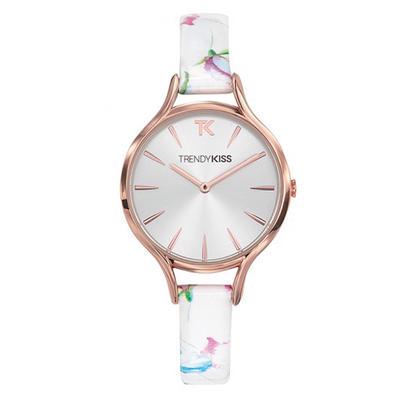 [P9144] - Women's Watch 'Trendy' White Multicolor Rose Gold (floral) - 30 Mm