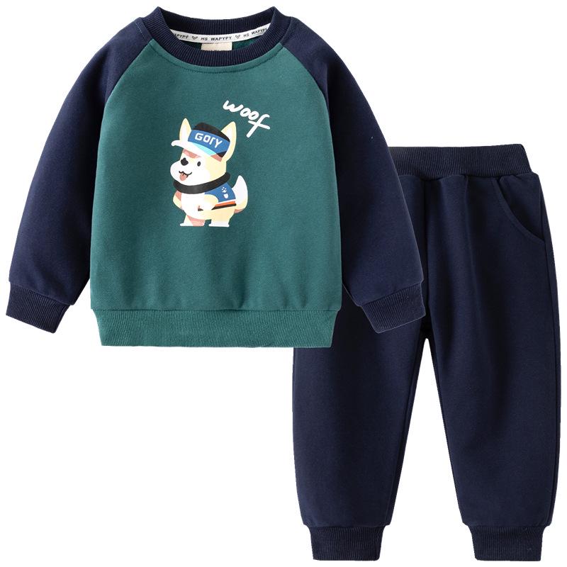 WAPYPY 2025 Boys' Cartoon Sweatshirt and Sweatpants Set - 2-Piece Kids' Outfit