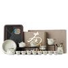 Ru kiln cover bowl teacup Kung Fu tea set   new household Chinese ceramic tea high-end tea set