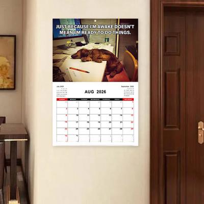 2026 Wall Calendar Funny Desk Dogs Calendar Jan. 2026 - Dec. 2026 12-Month Calendar for Home Office Wall Decor