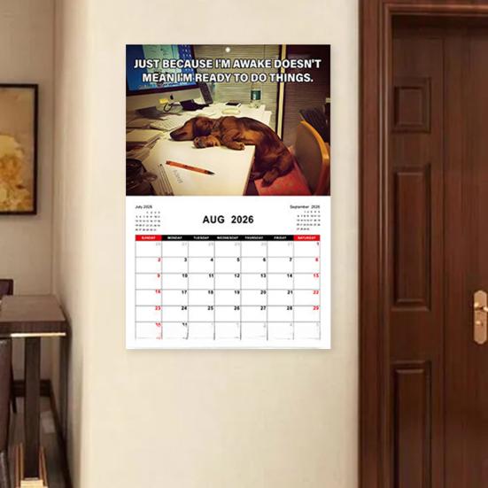 Desk Dogs 2026 Calendar Funny Dogs Illustrations Wall Calendar Jan.2026-Dec.2026 12 Monthly Planner for Home Office