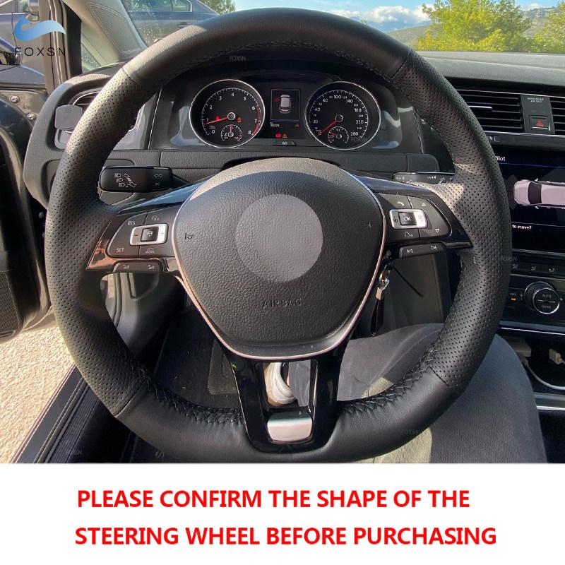 Carbon + Perforated Leather Car Steering Wheel Cover Trim For VW Golf 7 MK7 Passat B8 Polo Tiguan Touran Jetta Crafter Sharan