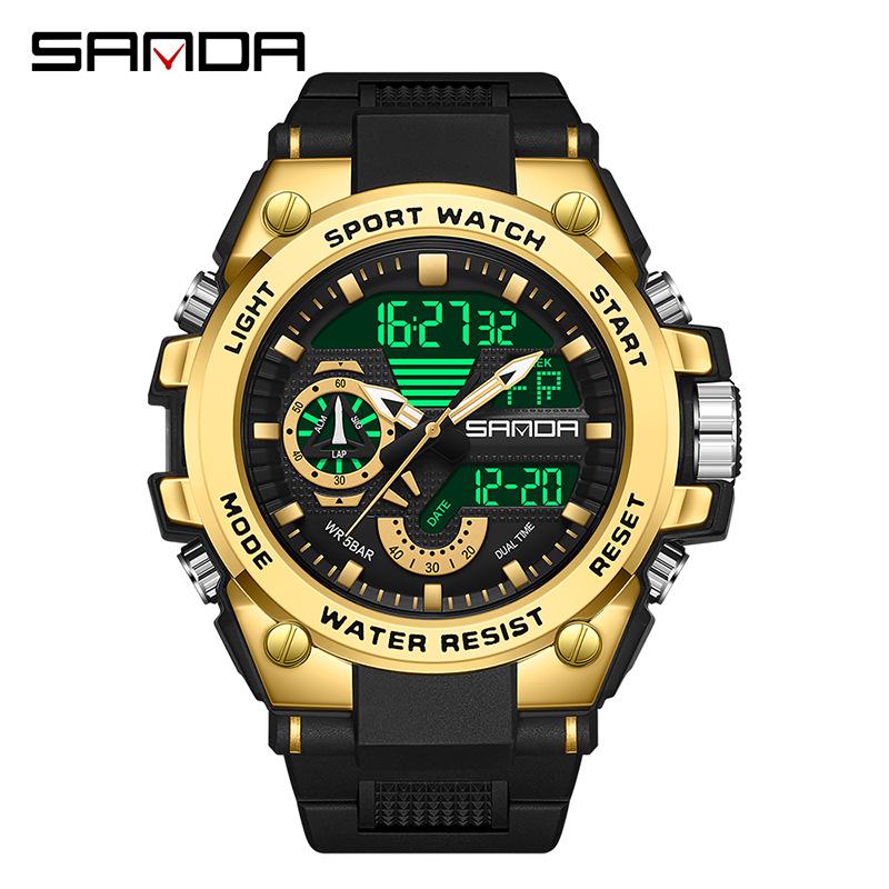 Sanda 6024 Outdoor Sports Shockproof Waterproof Luminous Watch - Unisex Multifunctional Electronic Watch