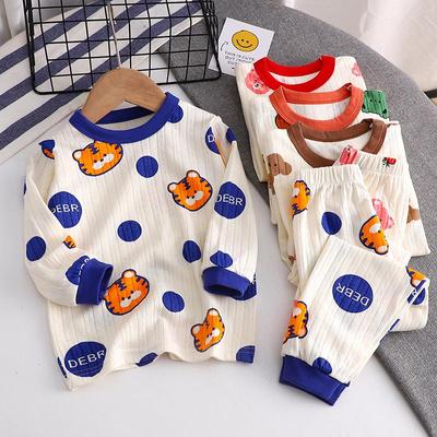 Kids Boys Girls Cotton Pajama Sets Cartoon Casual Long Sleeve Cute Underwear Tops with Pants Warm Autumn Sleeping Clothes