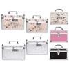 Portable Makeup Bag with Mirror with Tray Cosmetic Storage Box Makeup Box