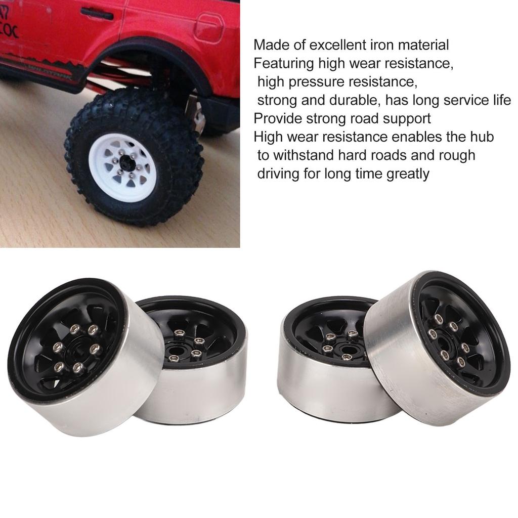 4 Pcs 1in RC Wheel Hub Lightweight RC Car Replacement Metal Wheel Rims for Upgrade