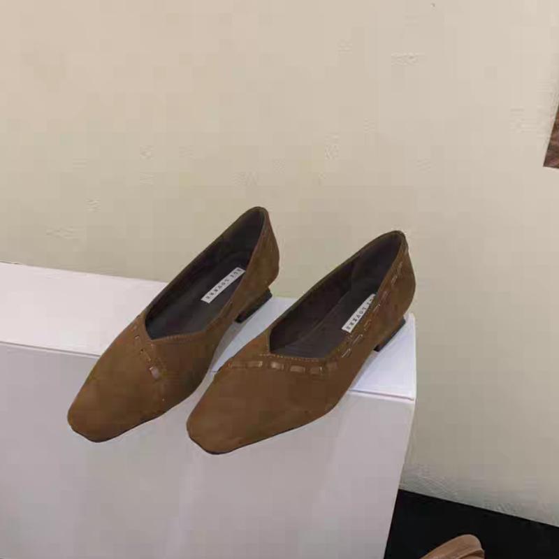 French Inner Heightened Small Square Toe Single Shoes Women's Autumn Commuting Versatile Temperament Shallow Boat Shoes