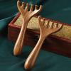 Deer Antlers Meridian Massage Comb with Storage Bag Long Handle Sandalwood Scalp Massager Comb Six-Claw Wide Tooth Body Massage Guasha Scrubber Tool