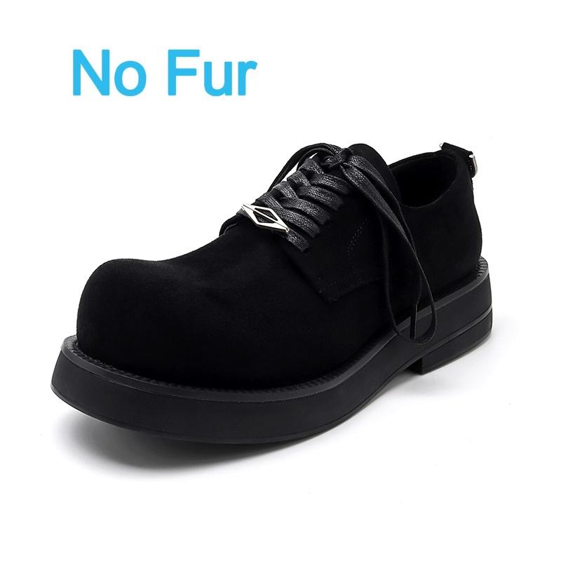 British Style Suede Shoes Men Lace-Up Loafers Genuine Leather Thick-soled Handmade Formal Business Shoe New Fashion Casual Shoes