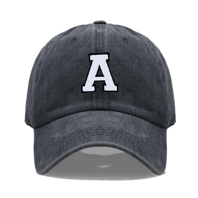 Vintage Washed Cotton Dad Hat Baseball Cap - 2-Tone A-Z Initial Embroidery Adjustable Unisex Team Cap for Men Women