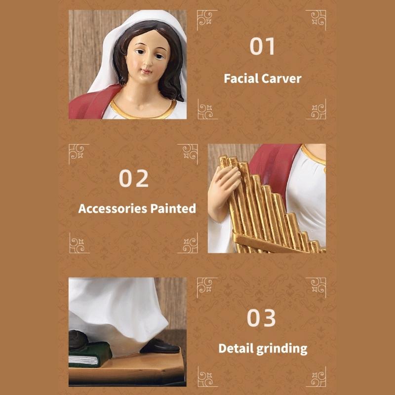 Sacred Harp Player Sculpture Resin Musician Statue Durable Art Spiritual Room Decoration Art Figurine