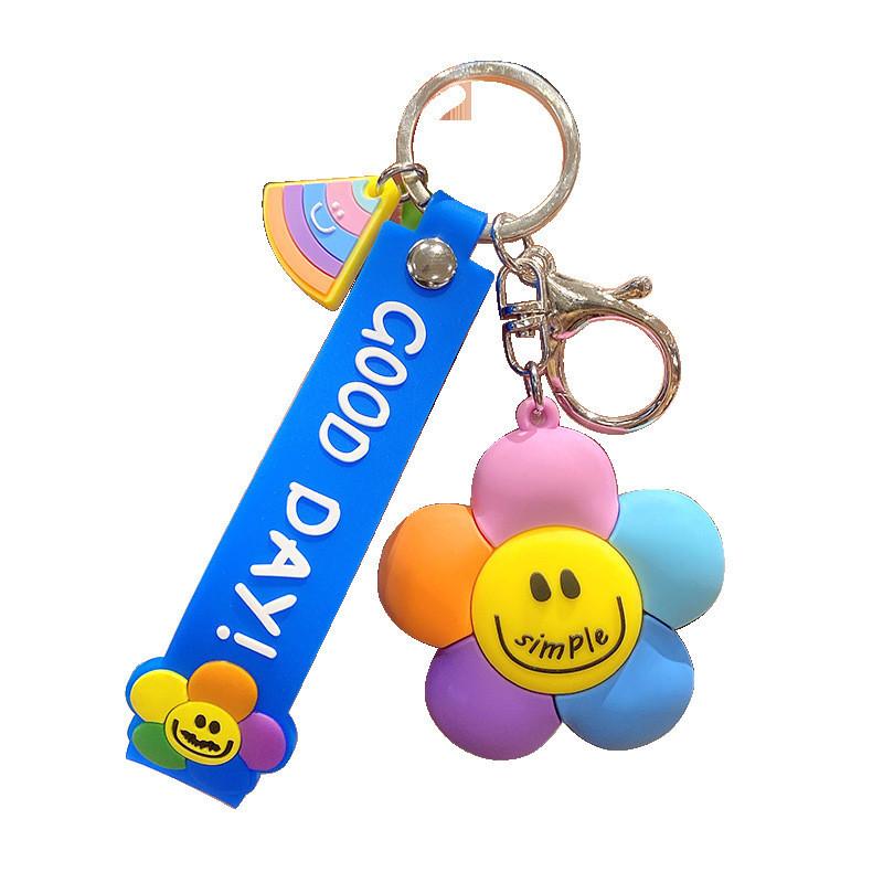 Colorful Adorable Smiley Face Keychain Cute Cartoon Pvc Keyring For Birthdays Parties And