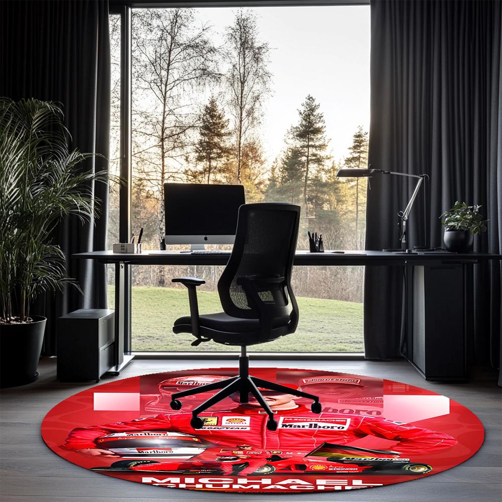 Michael Schumacher Printed Round Rug Carpet Chair Rug Area Rug Entryway Doormats,for Office Chair Living Room Bedroom Kitchen Room.