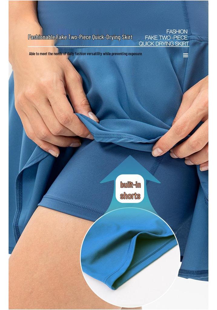 Women's Quick-Dry Skort for Tennis, Dance, Yoga, and Fitness with Anti-Exposure Inner Lining.