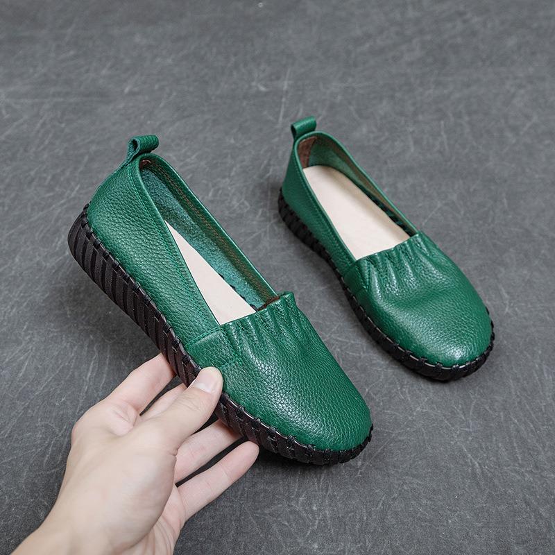 Women's Leather Shoes with Soft Soles and Soft Surfaces, Casual Single Shoes On One Foot