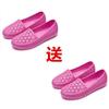 Buy One and Get One Free Summer PVC Hole Shoes Breathable Hollow Women's Shoes Soft-soled Mother Shoes Flat-soled Bag Head Beach Shoes