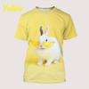 Rabbit 3D Printed Short Sleeved T-shirt Summer Breathable Polyester Simple Round Neck Top