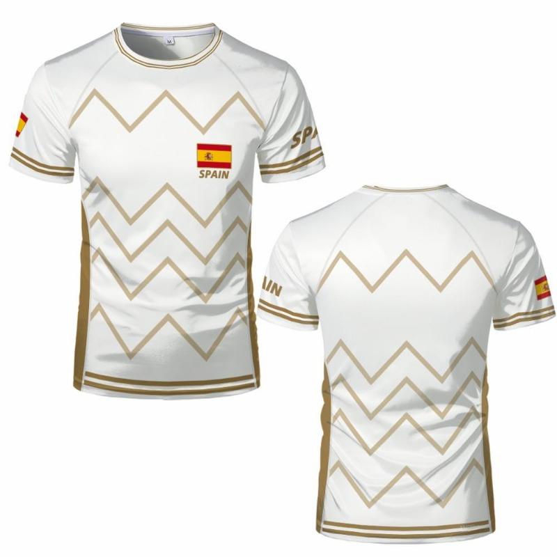 Maglia Grafica Bandiera Spagnola Moda Stampa Geometrica Asciugatura Rapida T-shirt Calcio Uomo Donna Sport Allenamento Casual Traspirante Top