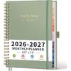 RETTACY 2026-2027 Monthly Planner, Jan 2026 - Dec 2027, Large Size (8.5" x 11"), Agenda, Calendar, 24 Month Tabs, Flexible Plastic Cover, 100 GSM