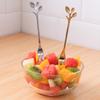 HANYANG Obstgabel aus Edelstahl, goldene Blätter, kreativer Gabellöffel aus Edelstahl, bunter Kaffeerührlöffel
