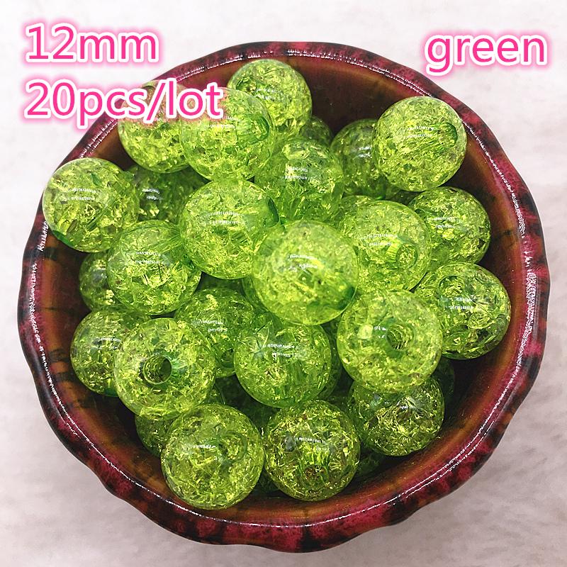 20pcs 12mm Multicolor Round Acrylic Crackle Bead Loose Spacer Beads For Necklaces Bracelets Jewelry Making