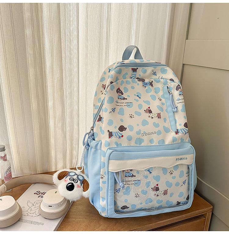 Schoolbag Lightweight Casual Backpack Cow Pattern Simple Going Out Cartoon Dog School Bag Female Student Cute Large Capacity Backpack