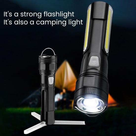Multi-function Flashlight Zoom 5 Modes Adjustable Ultra Bright USB Rechargeable Portable Outdoor Camping Hiking Emergency Handheld Torch Lamp