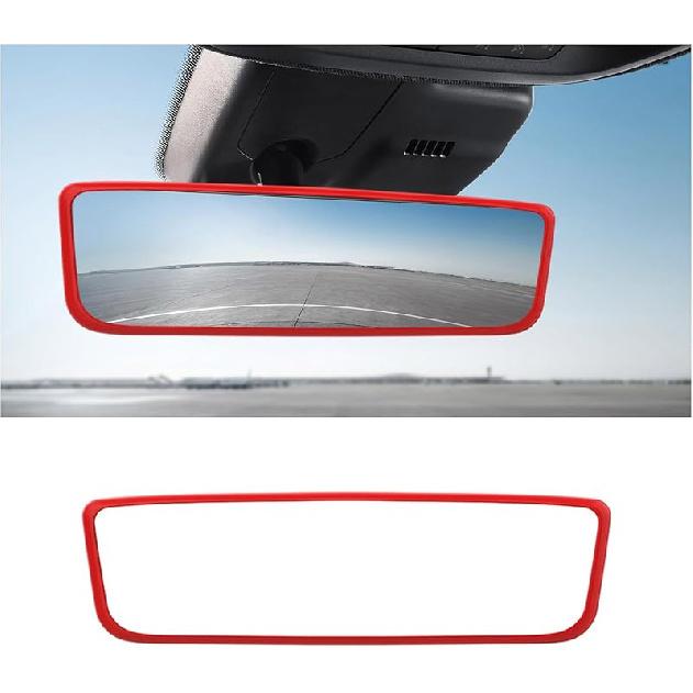 Car Rear View Mirror Protector Frame, Silicone Auto Rearview Mirror Protection Cover Compatible with Model 3/ Y, Interior Rear View Decoration Trim