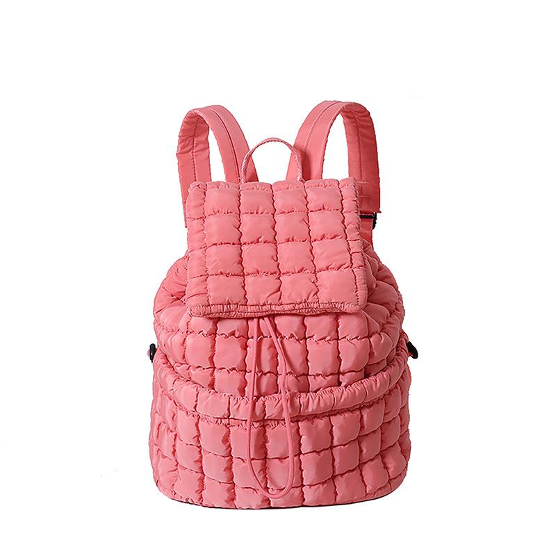 Schoolbag Down backpack Women's new cotton bag Fashion pleated cloud bag Commuter travel Large capacity backpack